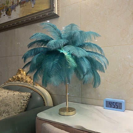 Natural Ostrich Feather USB Charging Night Lamp